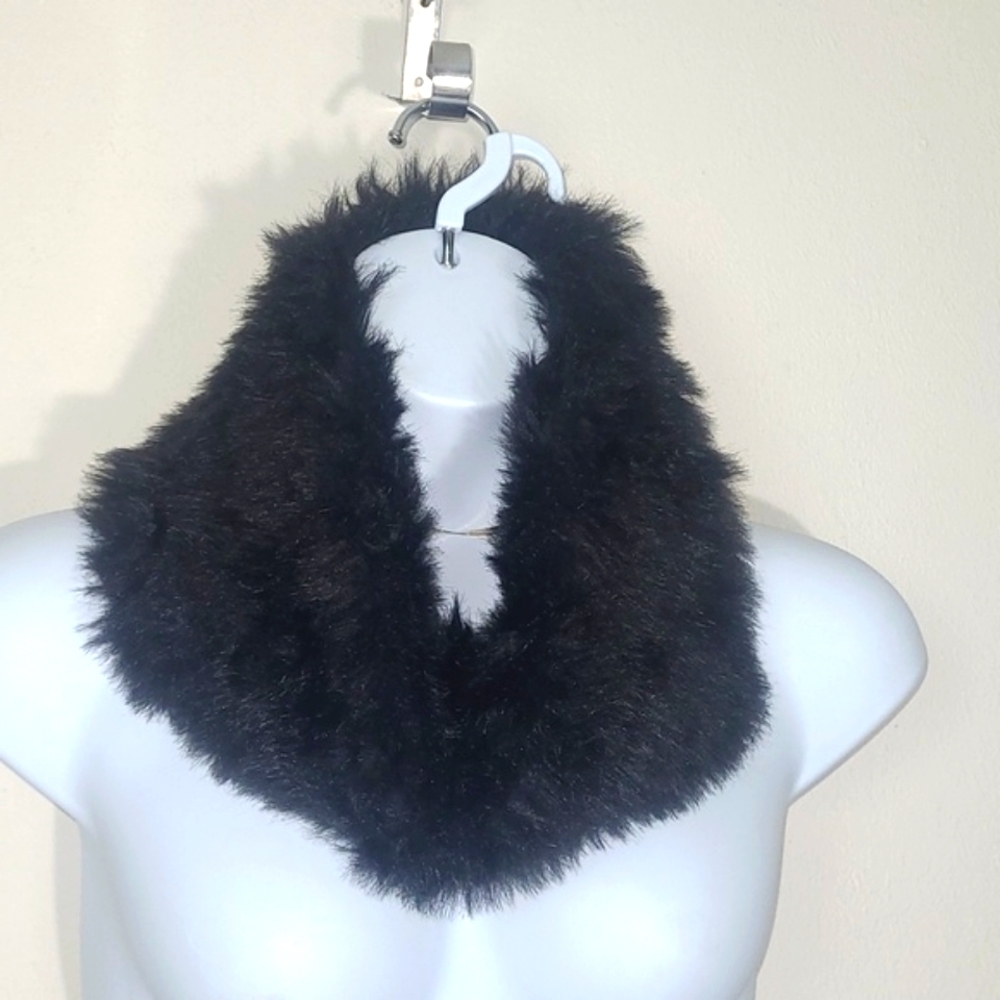Scarf Black Faux Fur Stole Neck Gator